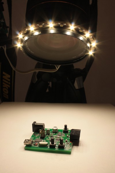 Corona an Objektiv montiert mit Tageslicht LEDs