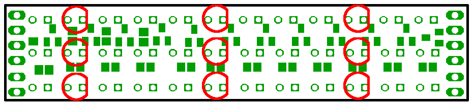 Position of the green LEDs